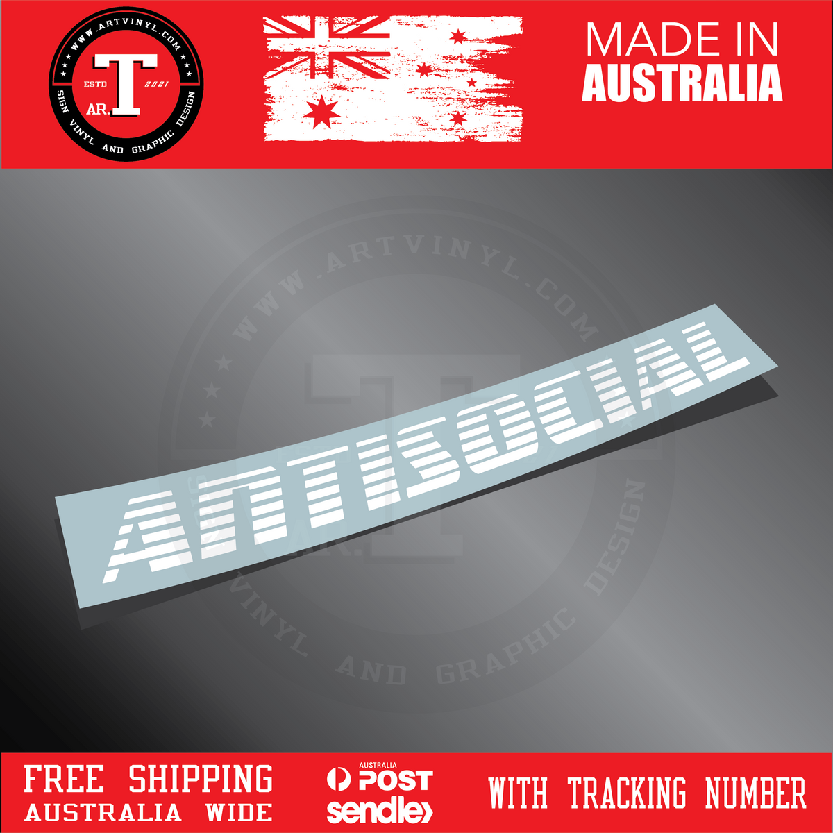 thumbnail image 2 of Antisocial V1 Rear Window Decal Sticker - JDM Vinyl Graphic Kanji - Gy Graphics 2 of 5
