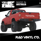 TOYOTA, TACOMA, TRAY BODY DECAL, toyota hi-lux, hilux, tailgate decal. tailgate sticker, car decal, vinyl sticker, pick up truck, 1989, 1990, 1991, 1992, 1993, 1994, 1995