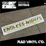 ENDLESS NIGHTS, CAR WINDSHIELD BANNER,DECAL, VINYL STICKER, JDM, NIGHT KIDS, car sticker, window sticker, window banner