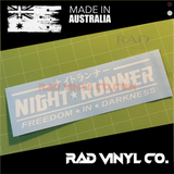 MIDNIGHT RUNNERS, NIGHT RUNNER, ENDLESS NIGHTS, CAR WINDSHIELD BANNER, DECAL, VINYL STICKER, JDM, NIGHT KIDS, car sticker, window sticker, window banner