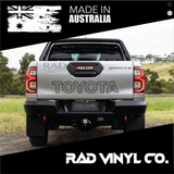 TOYOTA, RUGGED X, toyota hi-lux, hilux, tailgate decal. tailgate sticker, car decal, vinyl sticker, pick up truck