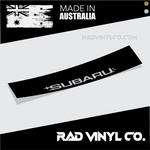 SUBARU BANNER, SUBARU REVERSED CUT CAR BANNER, SUBARU STICKER, WINDOW BANNER, SUBARU, SUBARU WINDSHIELD BANNER