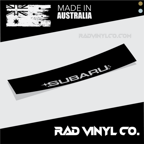 SUBARU BANNER, SUBARU REVERSED CUT CAR BANNER, SUBARU STICKER, WINDOW BANNER, SUBARU, SUBARU WINDSHIELD BANNER